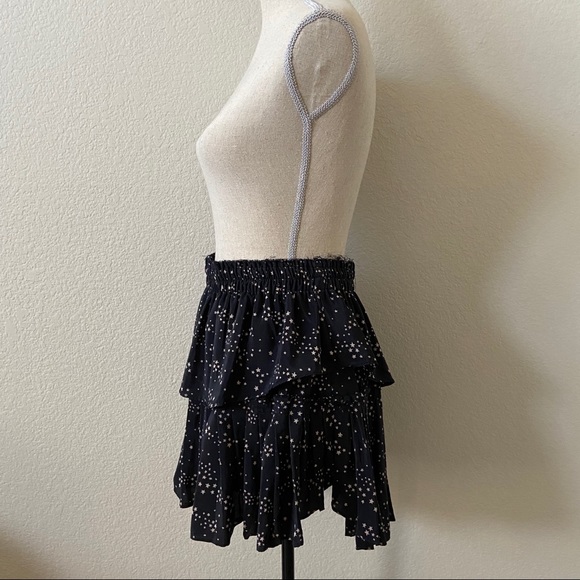 {LoveShackFancy} Ruffle Mini Skirt Medium Black Star - Picture 7 of 12